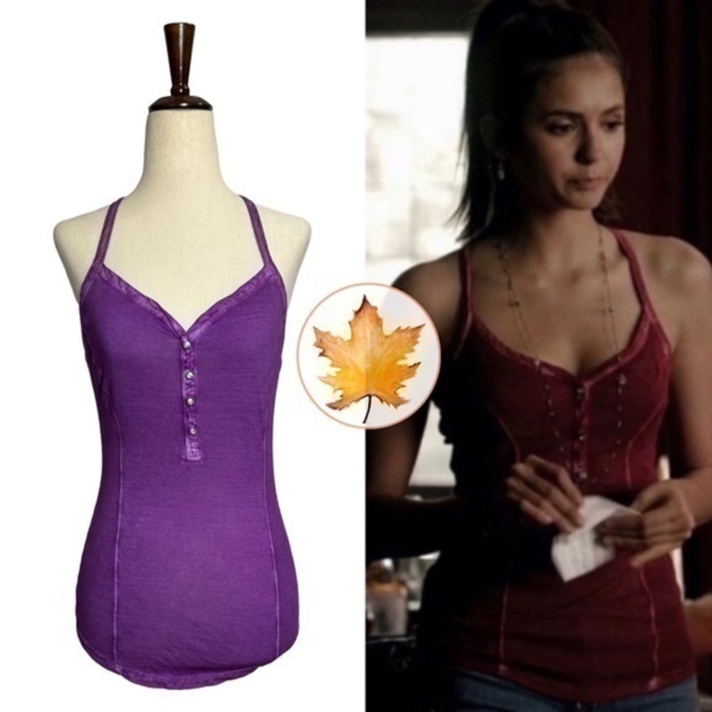 Guess Purple Henley Tank Top
